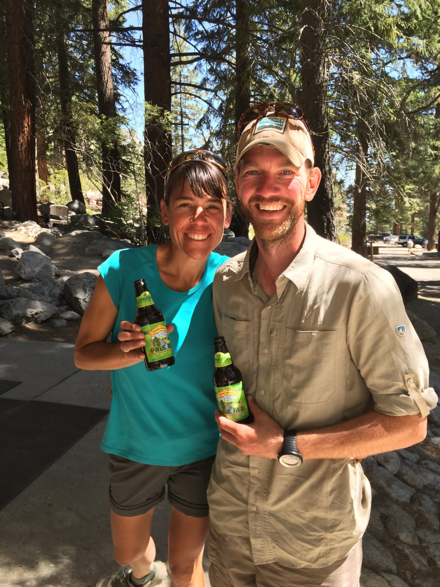 celebratory beer at whitney portal store