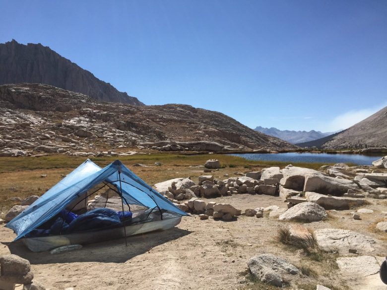 final campsite at tarn above guitar lake 1