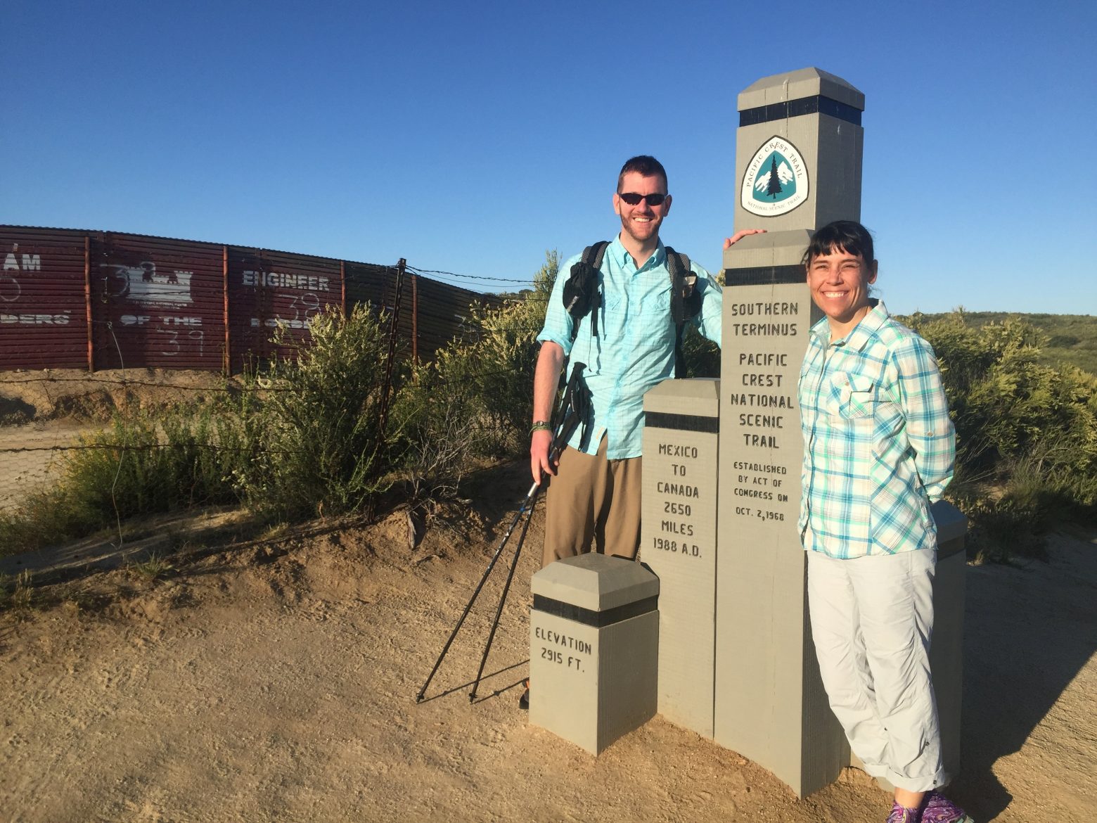 Em and Mountain Man at PCT southern terminus