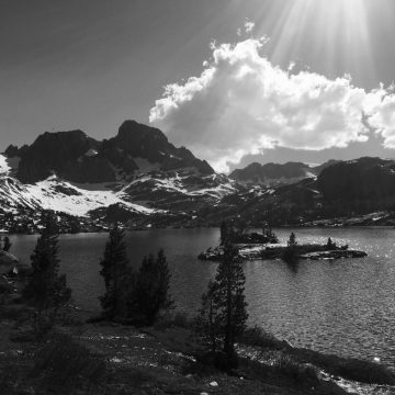 Sun shining on Garnet Lake