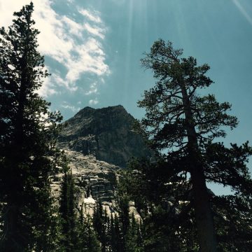 Granite dome rising above the trail