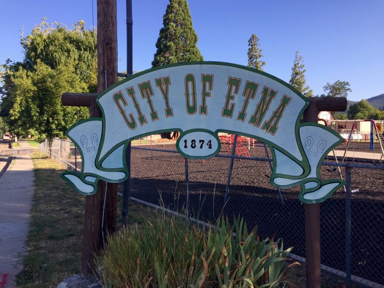 City of Etna welcome sign
