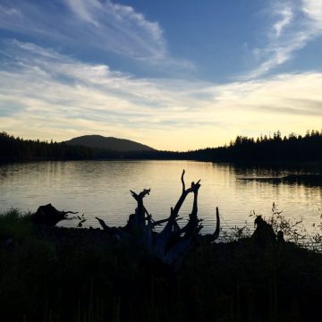 Sun setting over Fish Lake