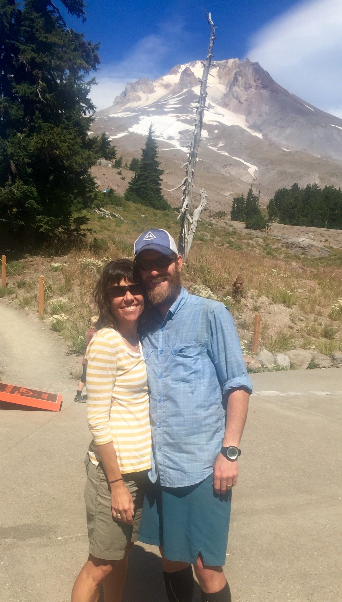 Mountain Man and Ace outside Timberline Lodge