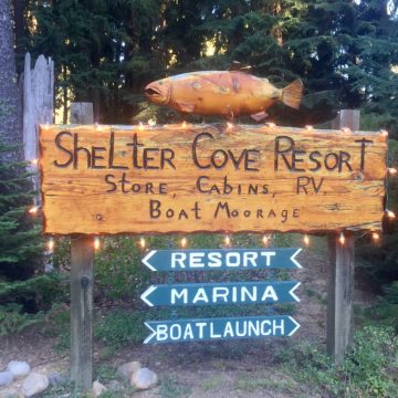 Shelter Cove Resort welcome sign