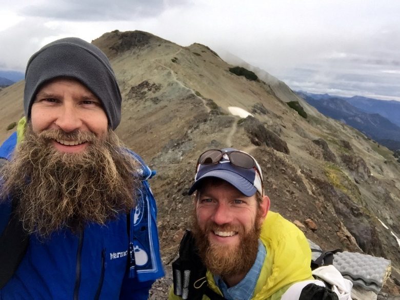 Beardoh and Mountain Man on the Knifes Edge in Goat Rocks Wilderness
