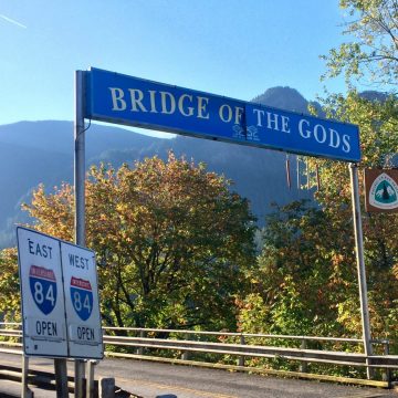 Looking back at the Bridge of the Gods