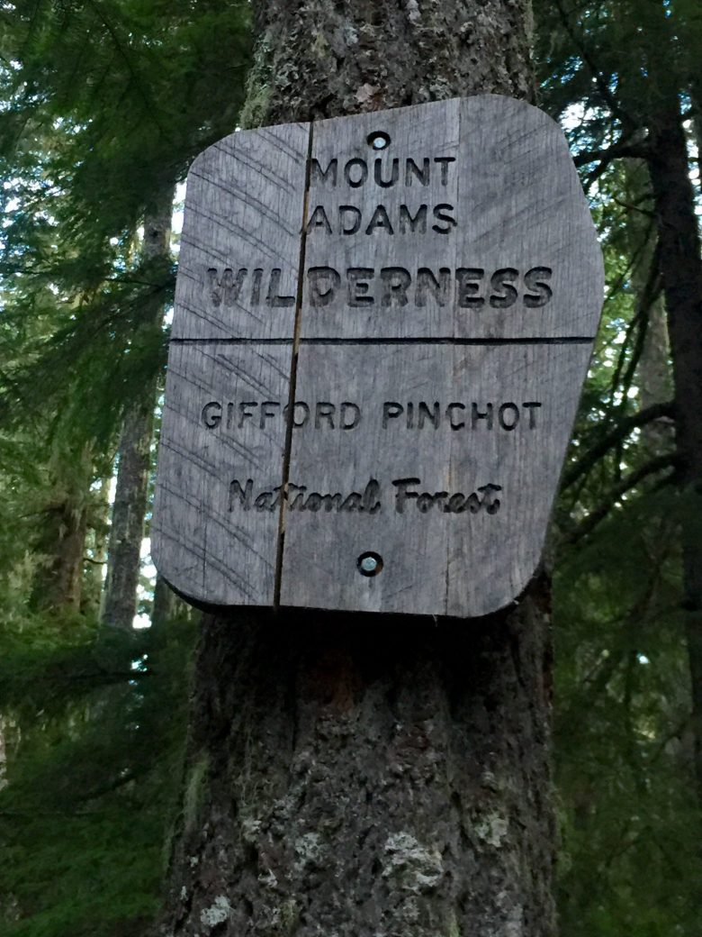 Sign marking boundary of Mount Adams Wilderness