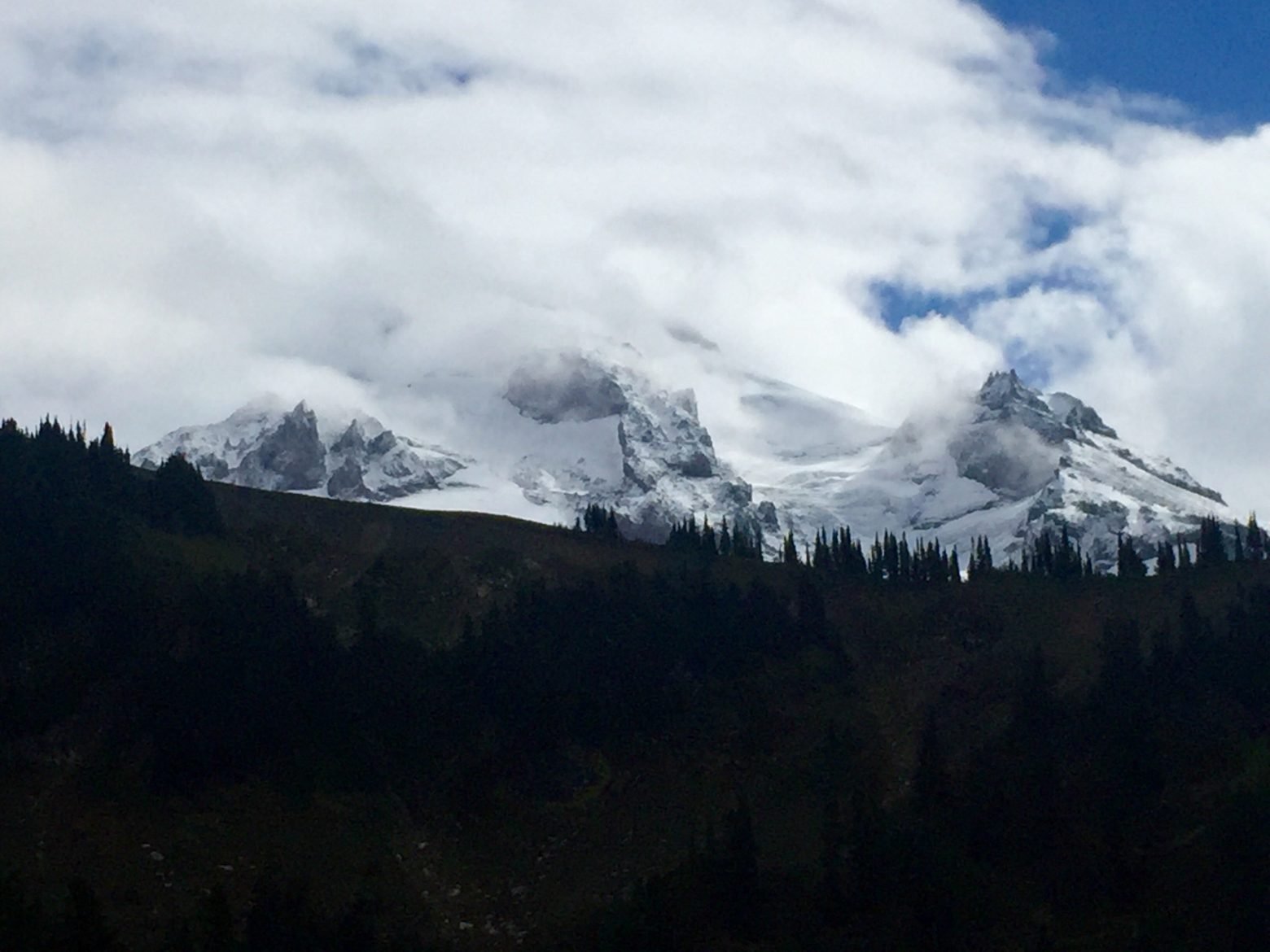 Glacier Peak peeking through the clouds