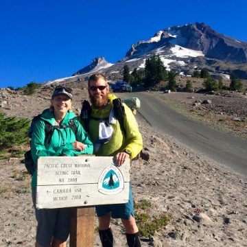 Mountain Mom and Mountain Man leaving Timberline Lodge at Mount Hood