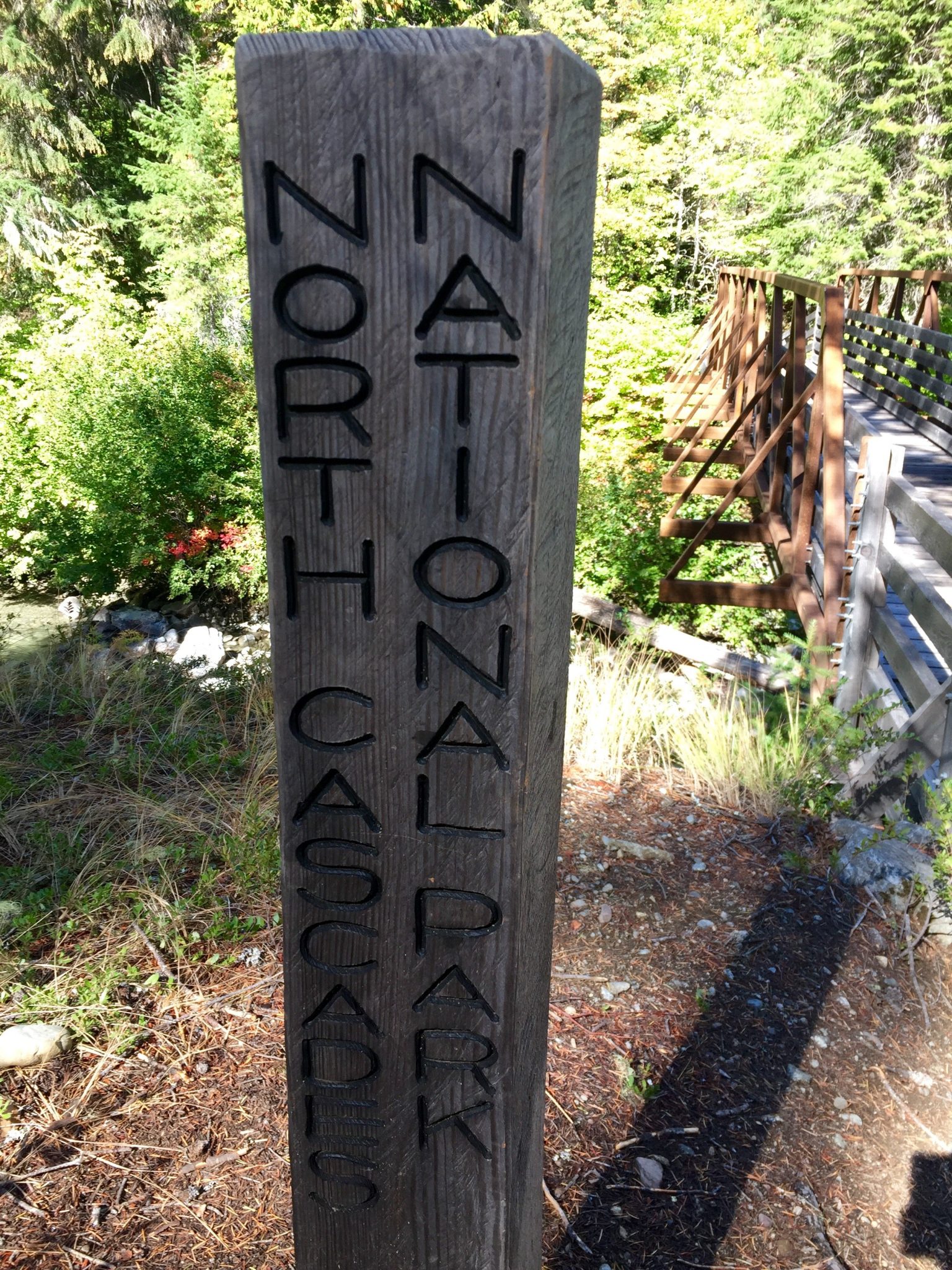 North Cascades National Park boundary post