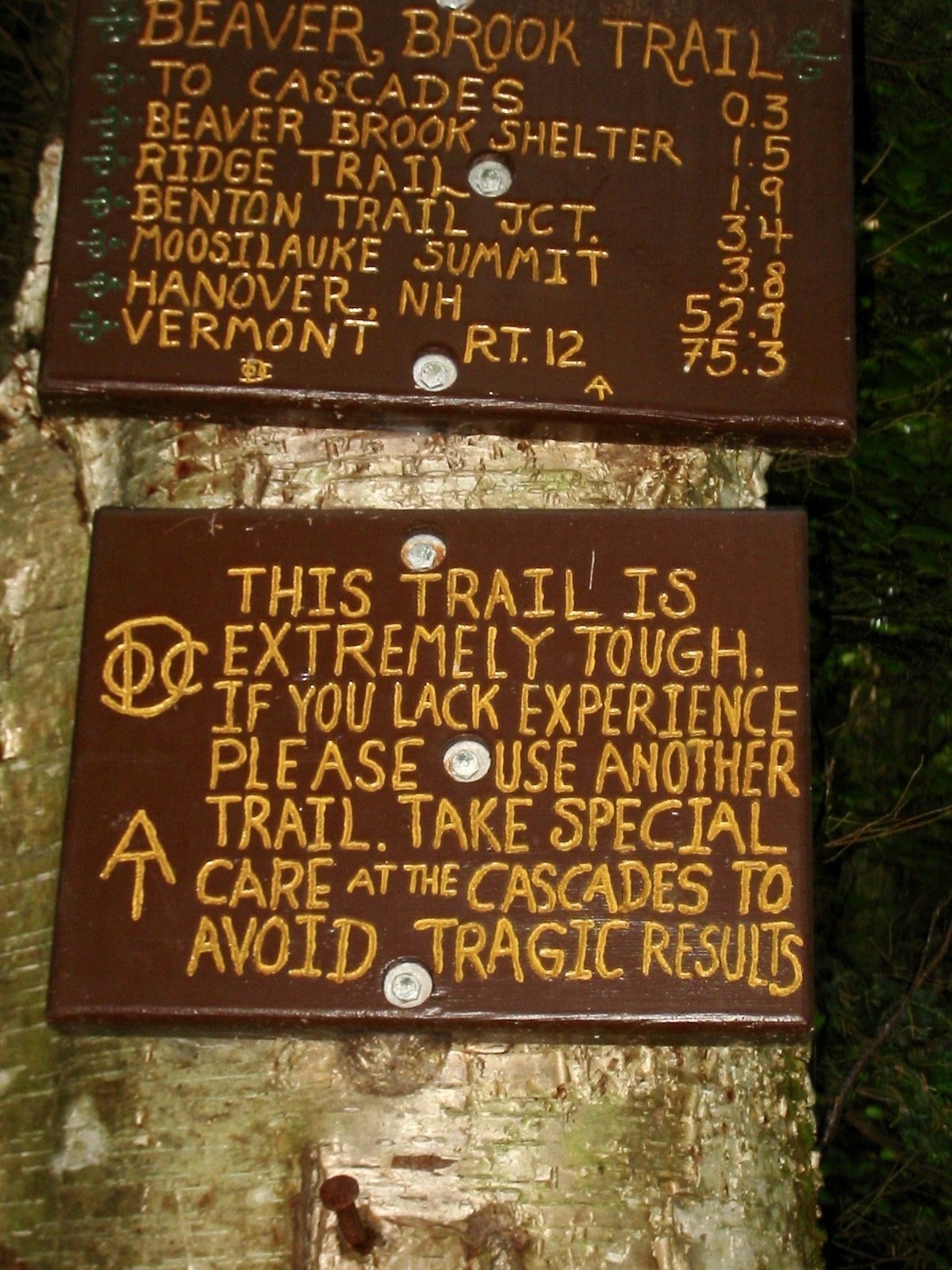 Beaver Brook warning sign