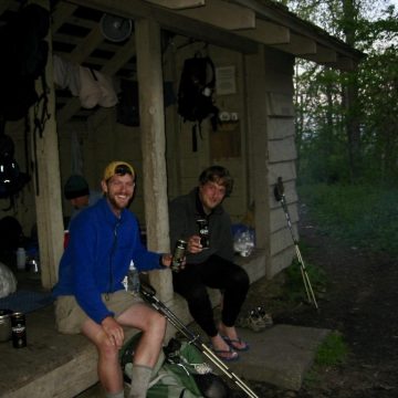 Guinness time at Fullhardt Knob shelter