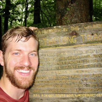 Long Trail sign at MA-VT border