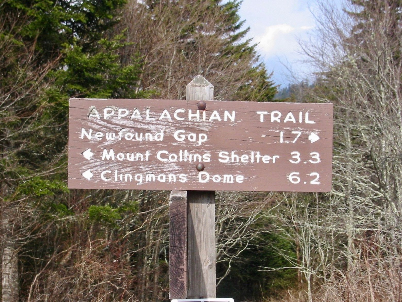 Trail sign at Indian Gap