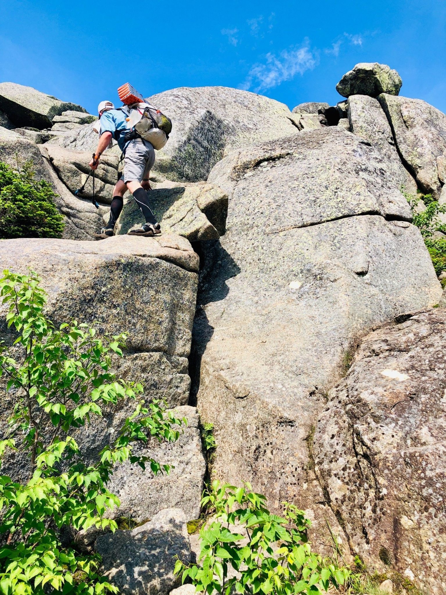 Scrambling up Saddleback Mt.