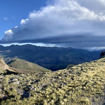 Morning thunderhead chasing us down the trail