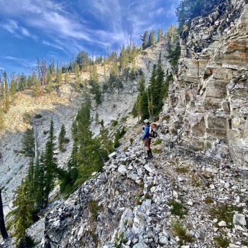 Traversing a rocky cliff band