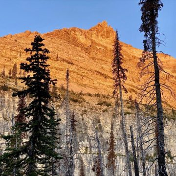 Pentagon Mountain awash in morning sun