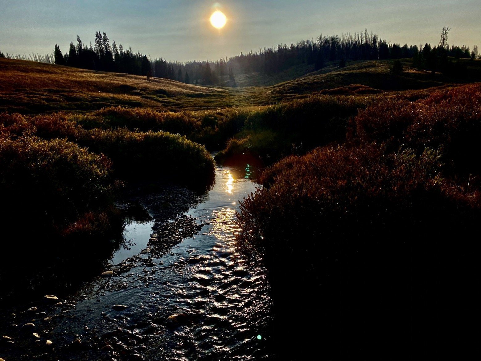 Sun sinking over Leeds Creek