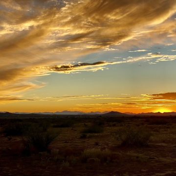 A striking desert sunset