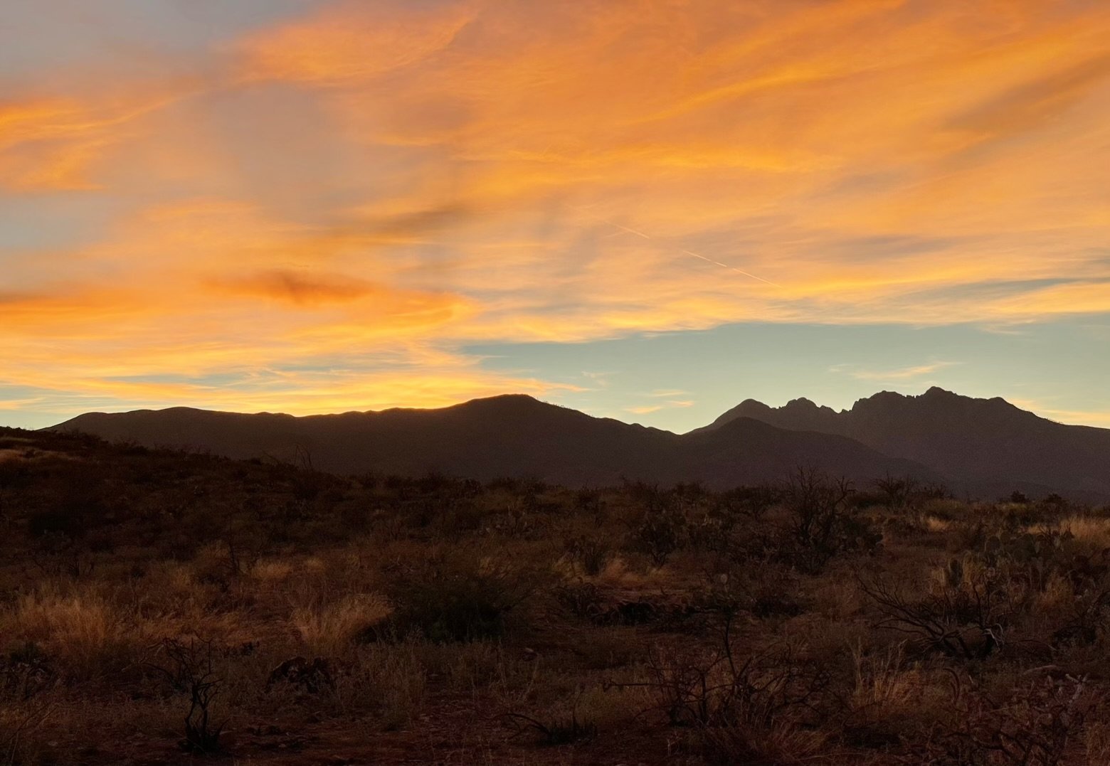 Orange sunset over Four Peaks