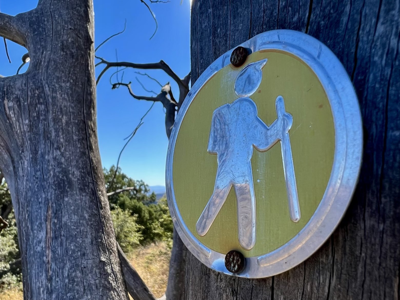 Hiker marking the way