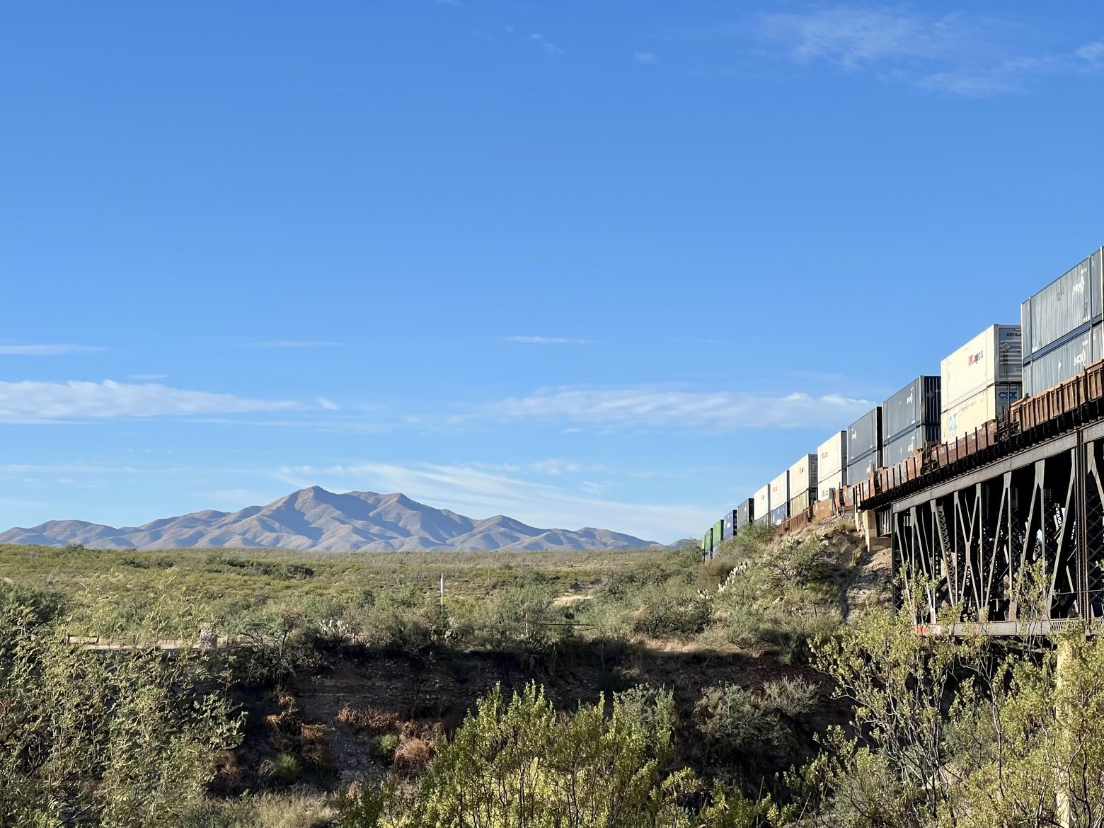 Tucson-bound train and mountain
