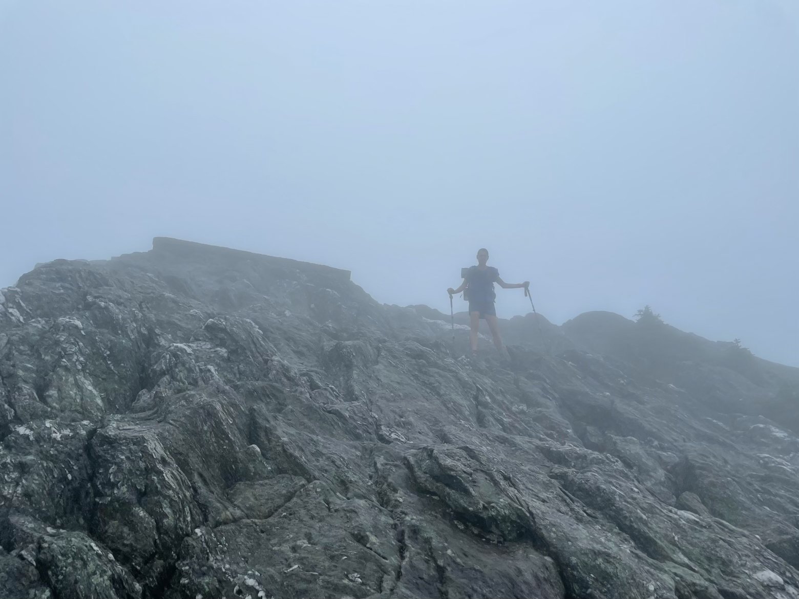 In the clouds on the summit of Jay Peak