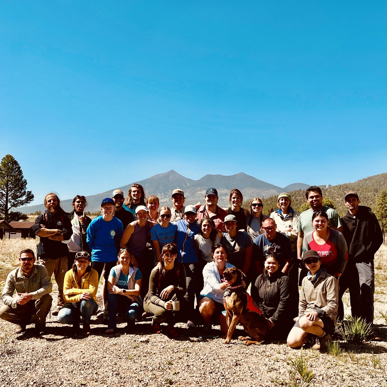 Celebratory class photo in front of Agassiz Peak at a course taught by the Flagstaff Field Institute